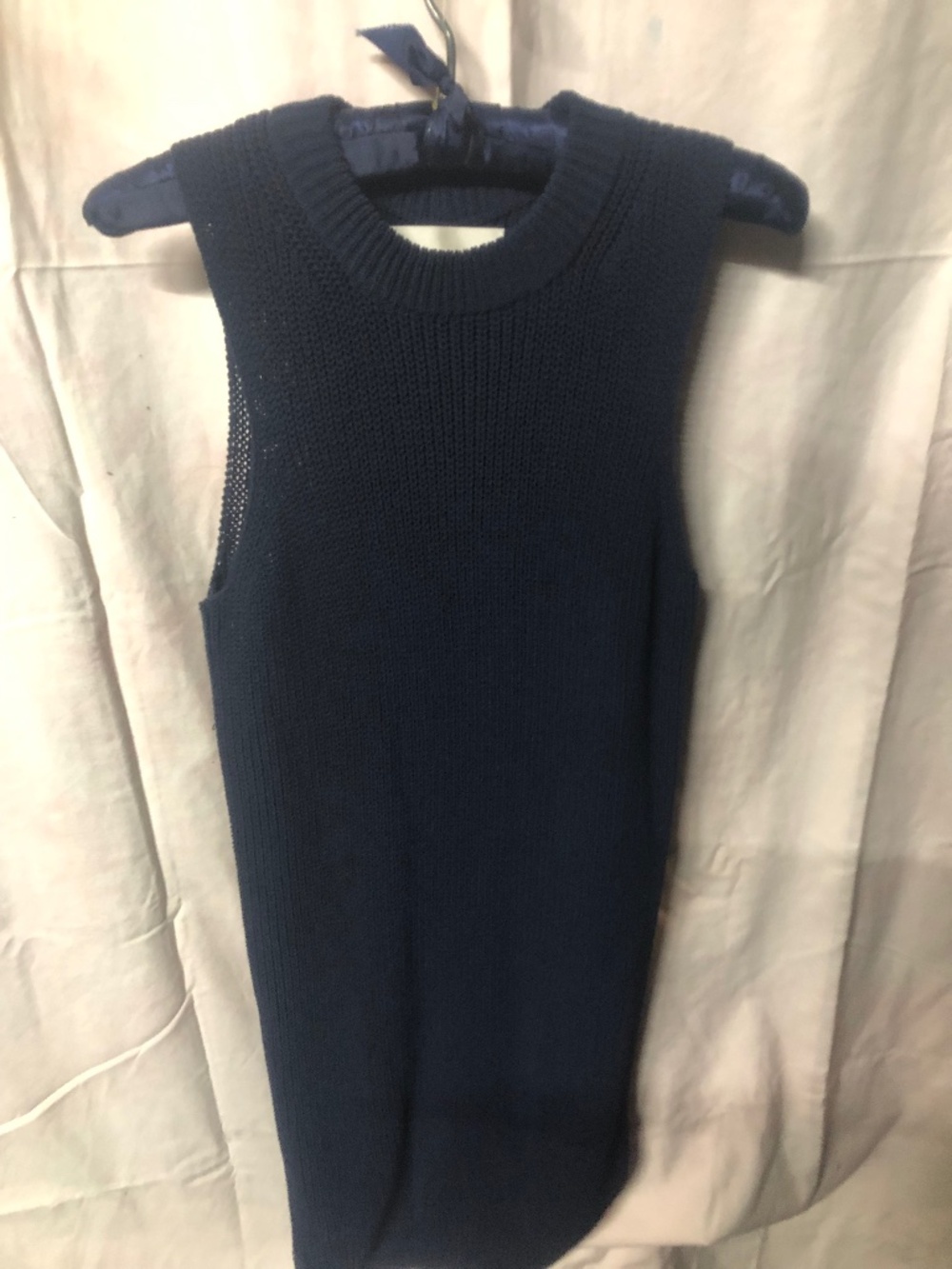 Brochu Walker Navy Blue Knit Tunic Mini Dress Sleeveless Vest